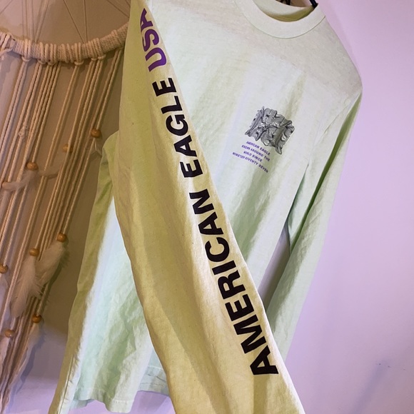 American Eagle | Lime Green Graphic Long Sleeve - Picture 6 of 10